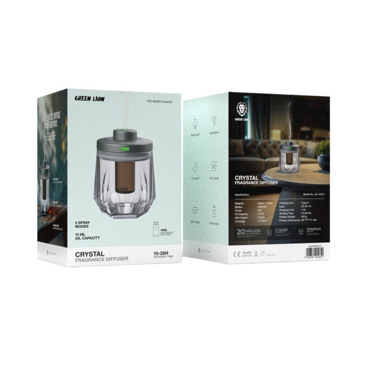 این تصویر نمایانگر سبک زندگیای است که در آن جزئیات اهمیت دارند. خوشبوکننده Green Lion Crystal بهعنوان عنصری ظریف اما تأثیرگذار، کیفیت فضا را ارتقا داده و تجربهای لوکس و ماندگار از رایحه ایجاد میکند.