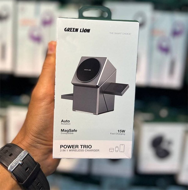 شارژ وایرلس گرین لاین 3 در 1 Power Trio ظرفیت 15 وات