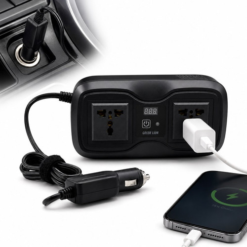 اینورتر فندکی خودرو گرین لاین مدل GC-233 ظرفیت ۲۰۰ وات