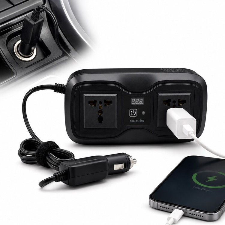 اینورتر فندکی خودرو گرین لاین مدل GC-233 ظرفیت ۲۰۰ وات