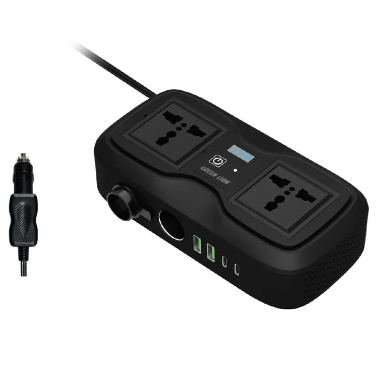 اینورتر فندکی خودرو گرین لاین مدل GC-233 ظرفیت ۲۰۰ وات